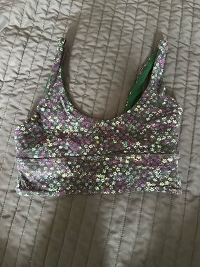 lululemon athletica Floral Print Sports Bra in Purple & Green
